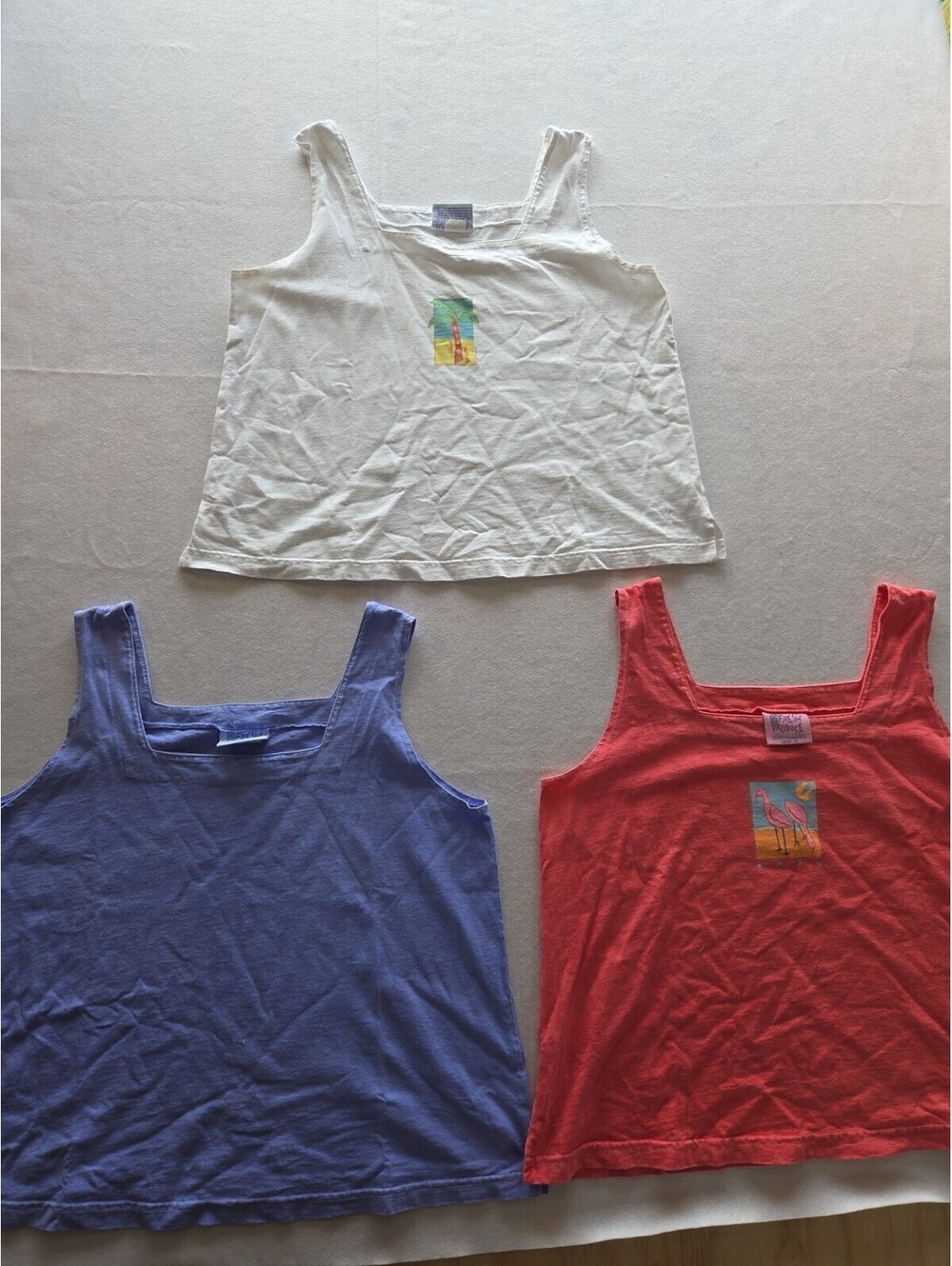 3 Vintage Usa Made Fresh Produce Women’s XL Tank Tops 1999 CB6 0101